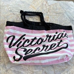 Victoria's Secret Pink and White Striped Bag